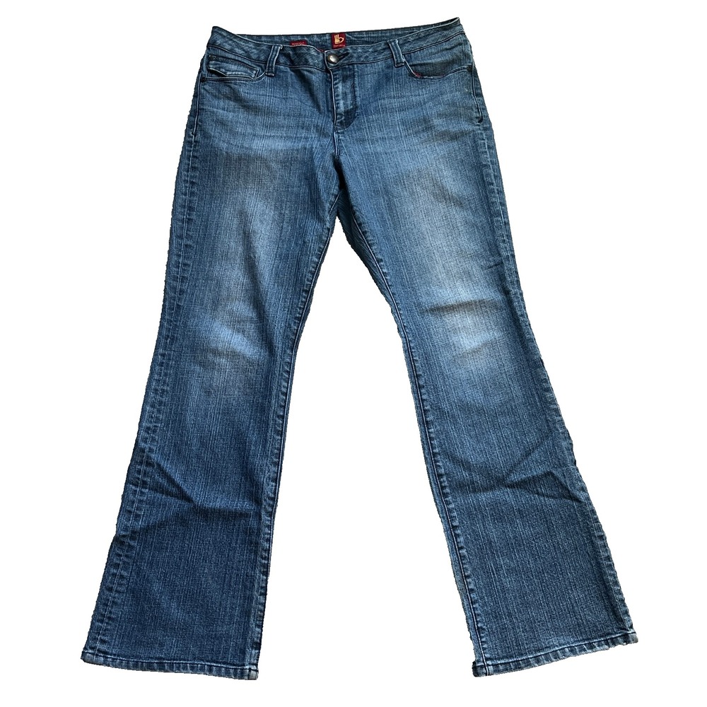Sasson Womens Bootcut Boogie Jeans Ring My Bell Wash Embellished Blue Size 14‎